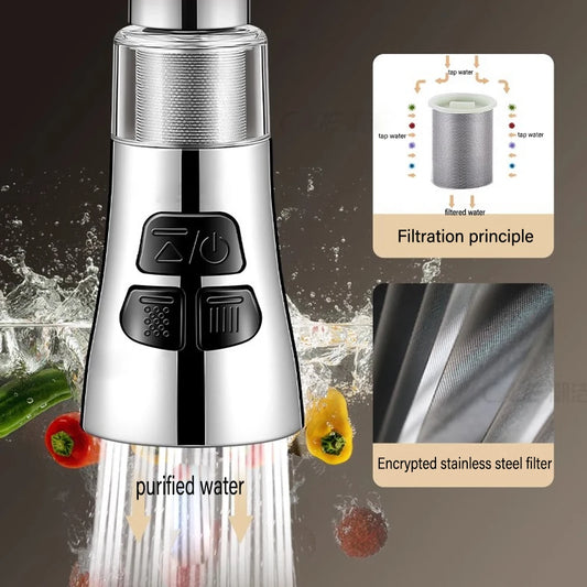 360° Rotating Kitchen Faucet Aerator | 3-Mode Splash Filter & Bubbler