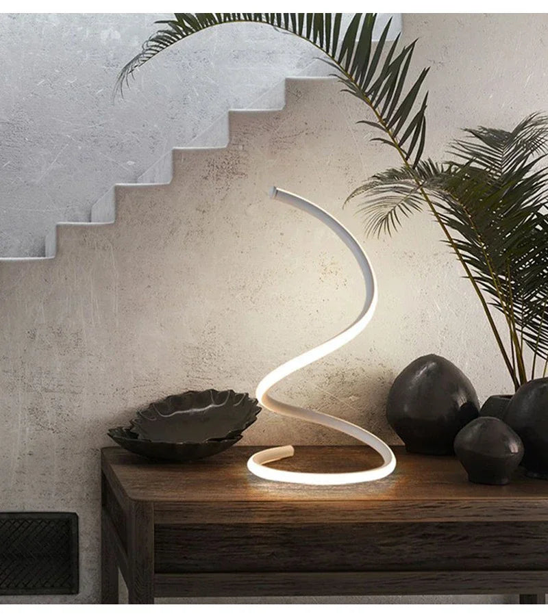Spiral LED Table Lamp – Touch Dimmable, Bedroom & Office