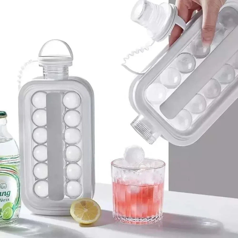 2-in-1 Ice Ball Maker Bottle – Foldable Water Bottle with Ice Mold