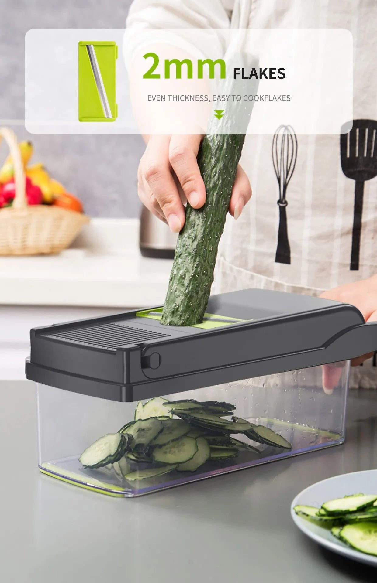 12-in-1 Vegetable Slicer & Grater — Multifunctional Chopper with Basket