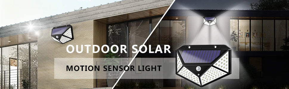 Solar Security Spotlight — 100 LED PIR Motion Sensor, Waterproof, Outdoor