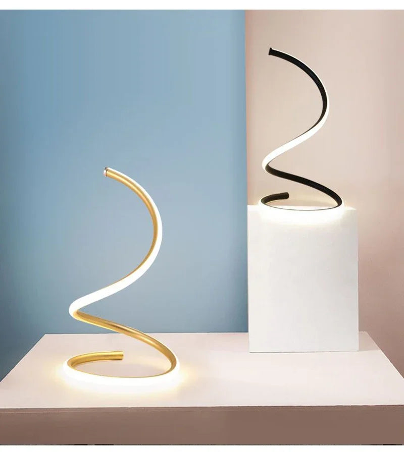 Spiral LED Table Lamp – Touch Dimmable, Bedroom & Office