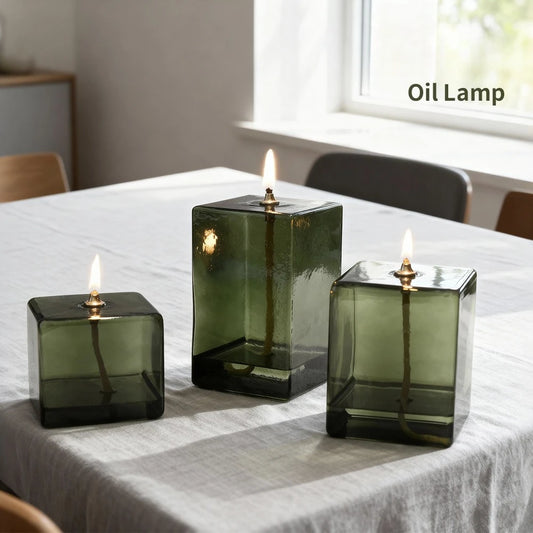 Glass Candle Holder – Decorative Oil Lamp for Home