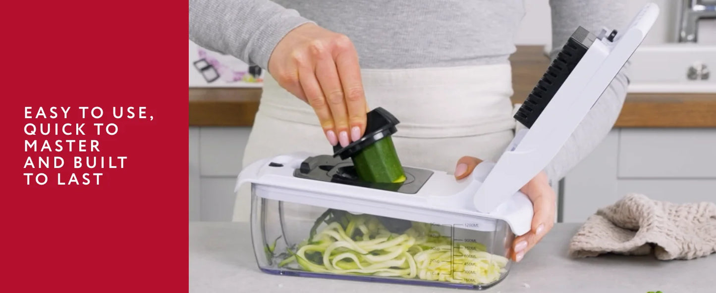 Vegetable Chopper & Spiral Cutter — Food Chopper with Container, Kitchen Essential