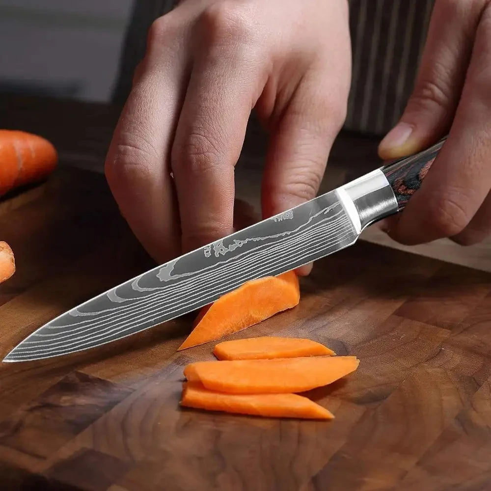 4-Piece Damascus Kitchen Knife Set — Pakkawood Handle, Stainless Steel