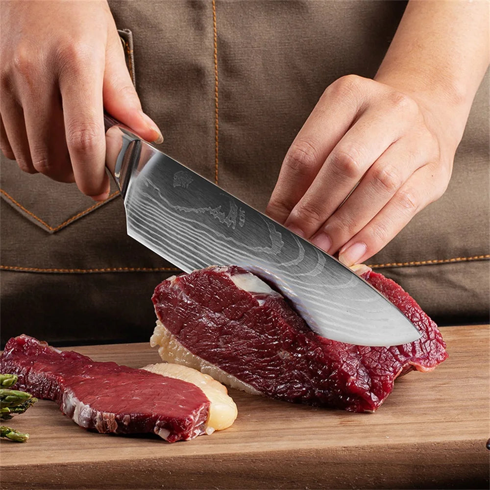 4-Piece Damascus Kitchen Knife Set — Pakkawood Handle, Stainless Steel