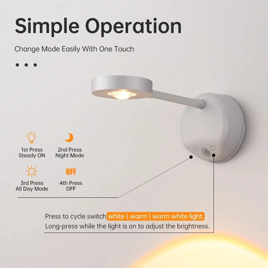 Motion Sensor Wall Lamp — USB LED, Wireless, Kitchen & Bedroom