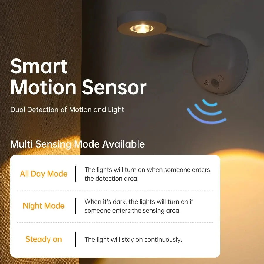Motion Sensor Wall Lamp — USB LED, Wireless, Kitchen & Bedroom