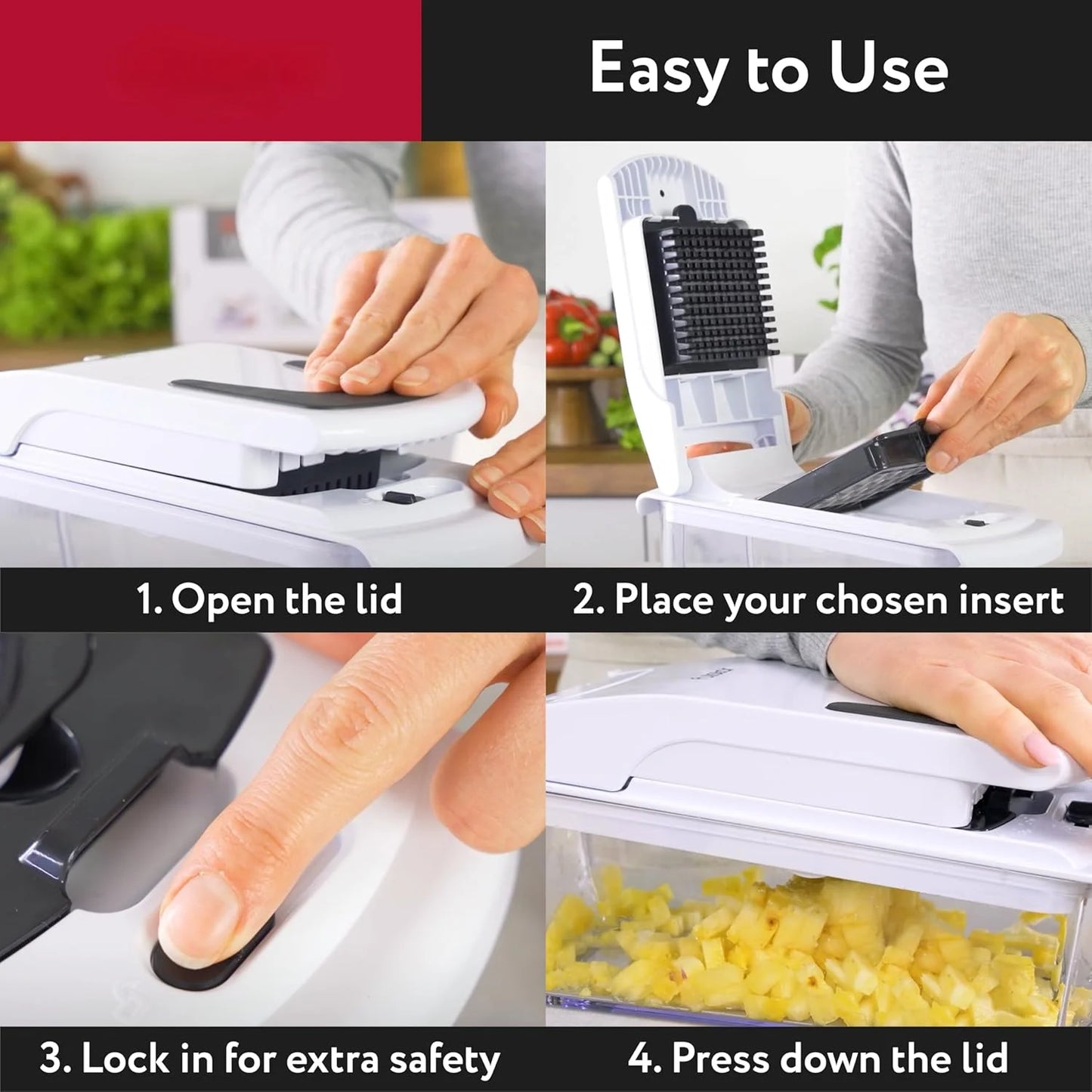 Vegetable Chopper & Spiral Cutter — Food Chopper with Container, Kitchen Essential