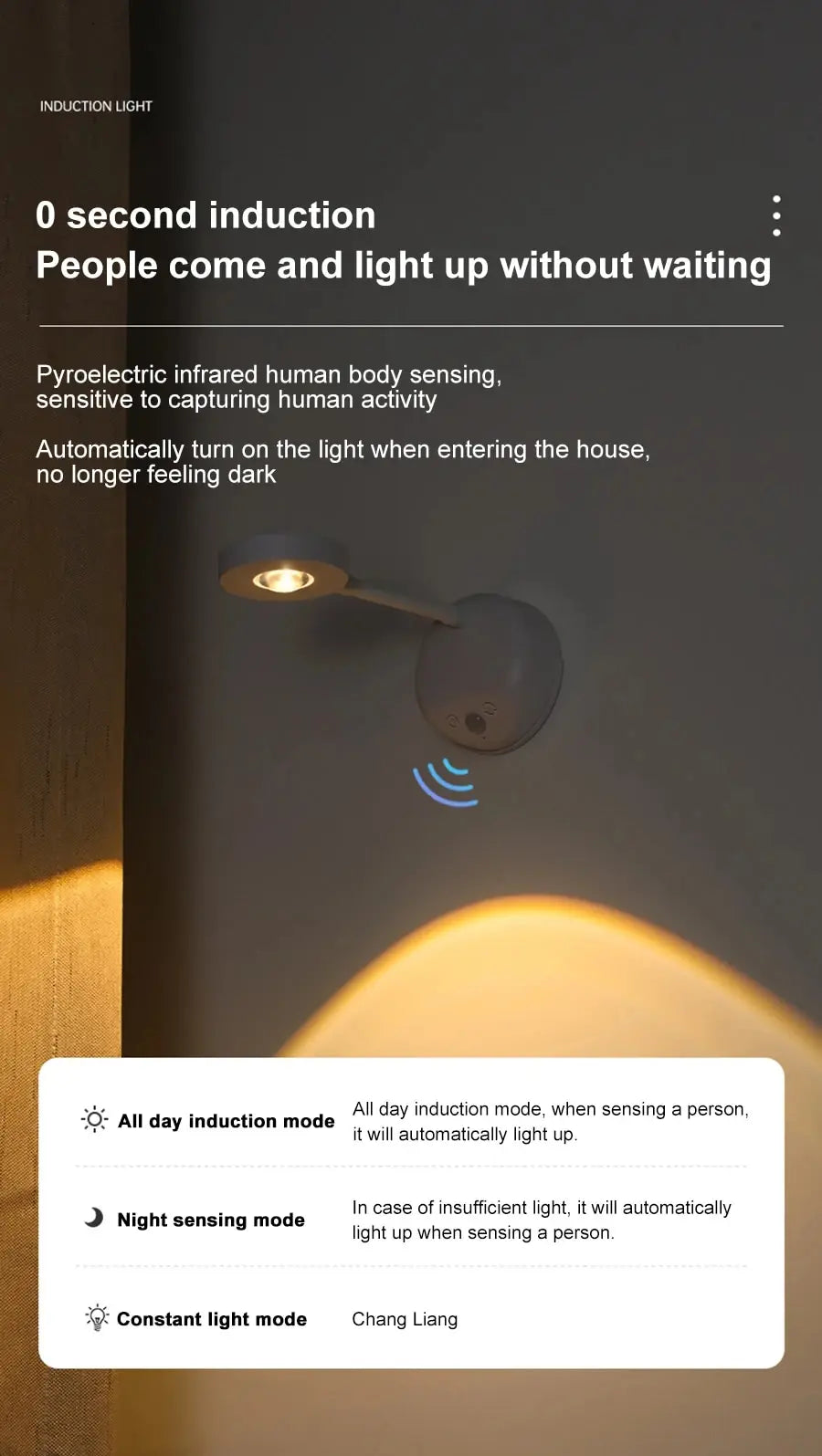Motion Sensor Wall Lamp — USB LED, Wireless, Kitchen & Bedroom