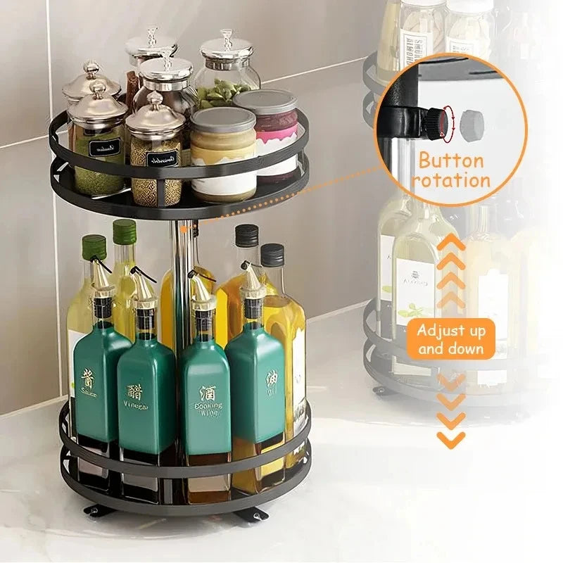 360° Rotating Kitchen Organizer — Spice Rack & Storage Turntable