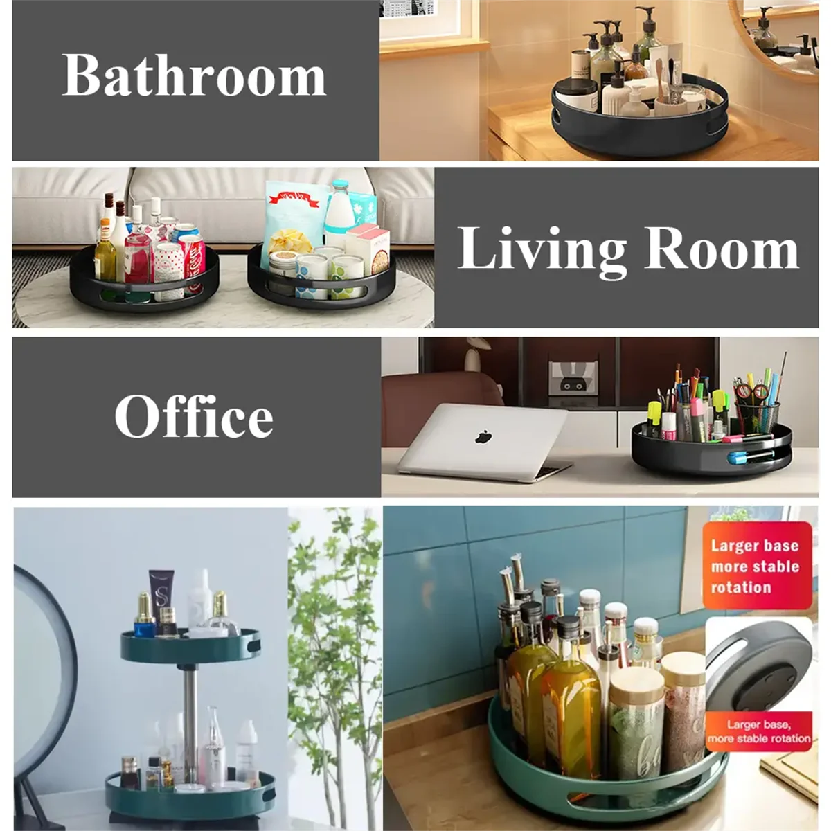 360° Rotating Kitchen Organizer — Spice Rack & Storage Turntable