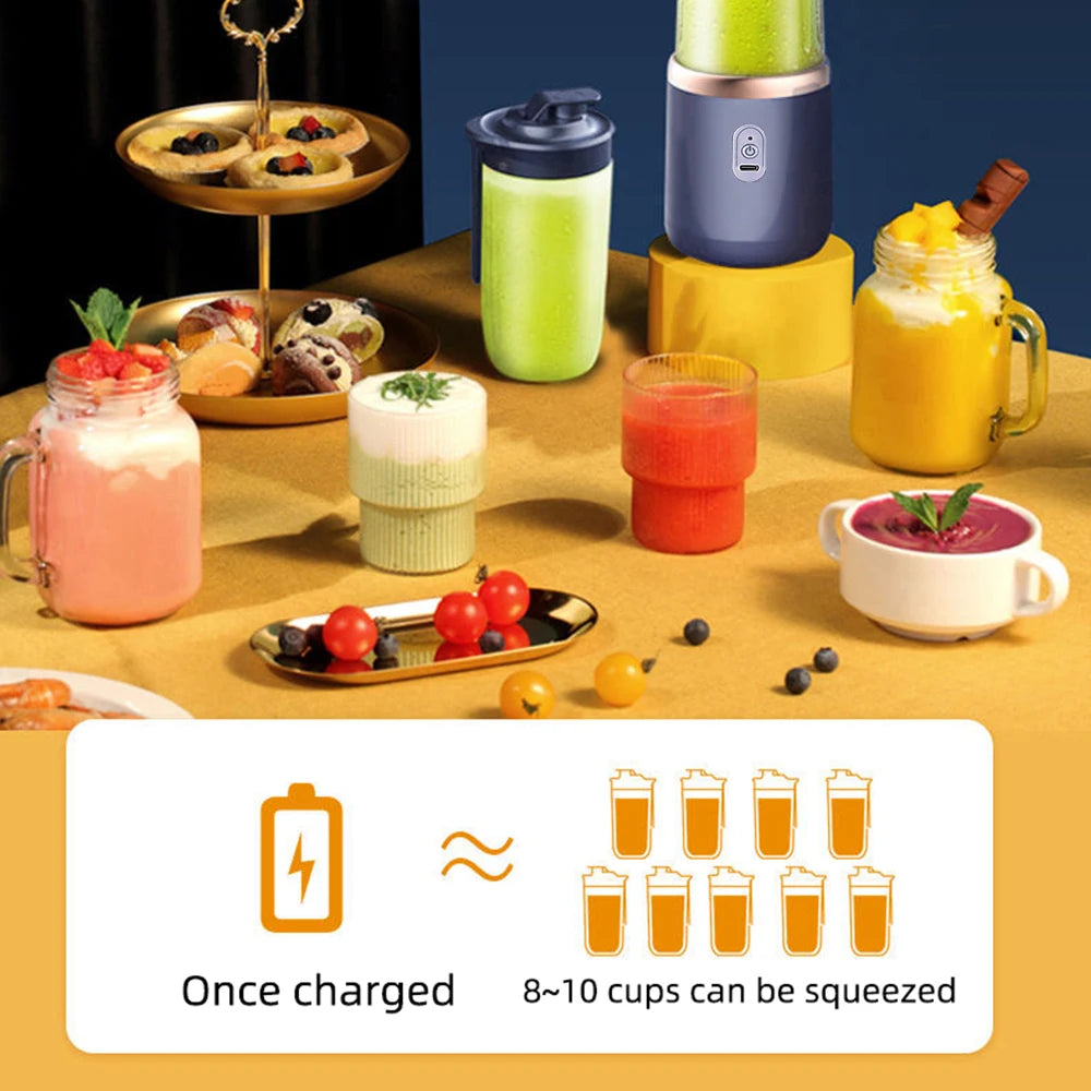 Portable Blender Juicer – 6 Blades, USB Charge, Travel