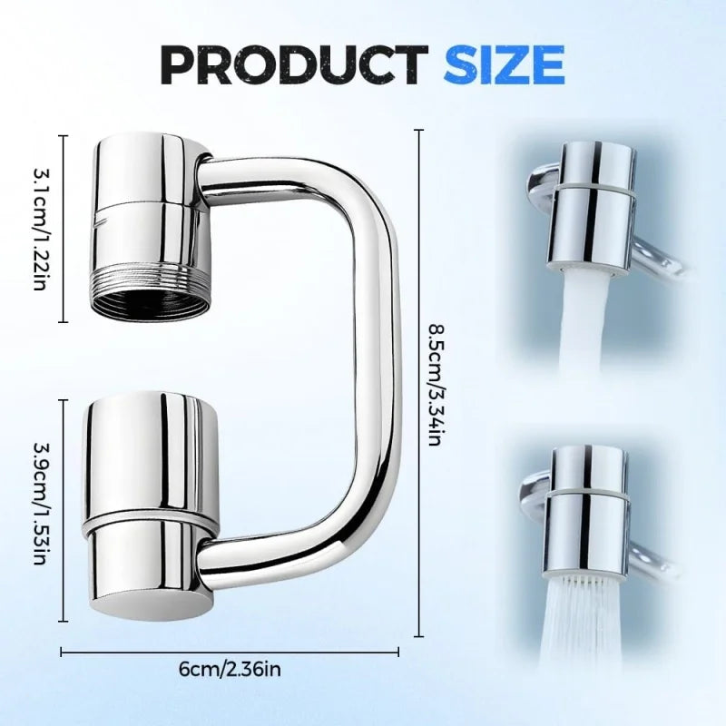 1080° Swivel Faucet Extender with Splash Filter – Dual & Single Flow Mode
