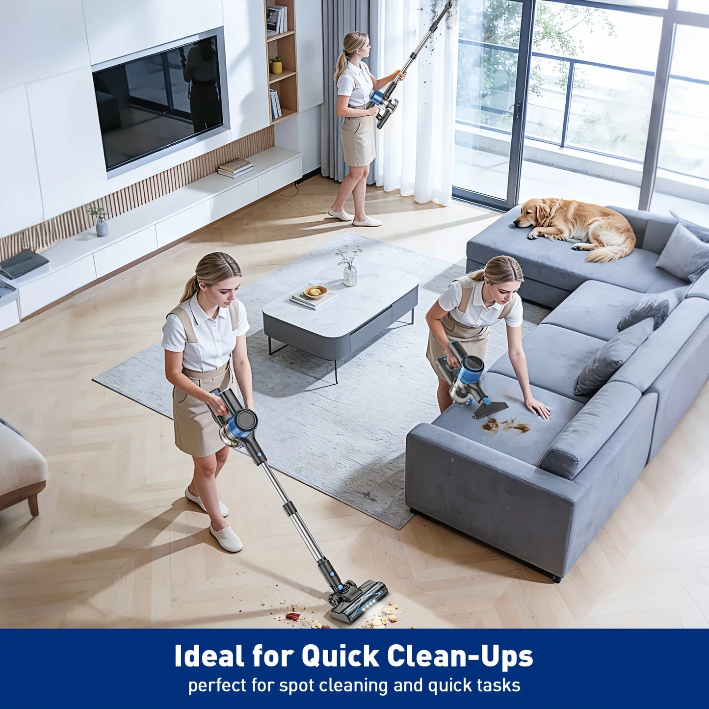 Cordless Vacuum Cleaner 55Kpa – 8-in-1, 45 Min Battery