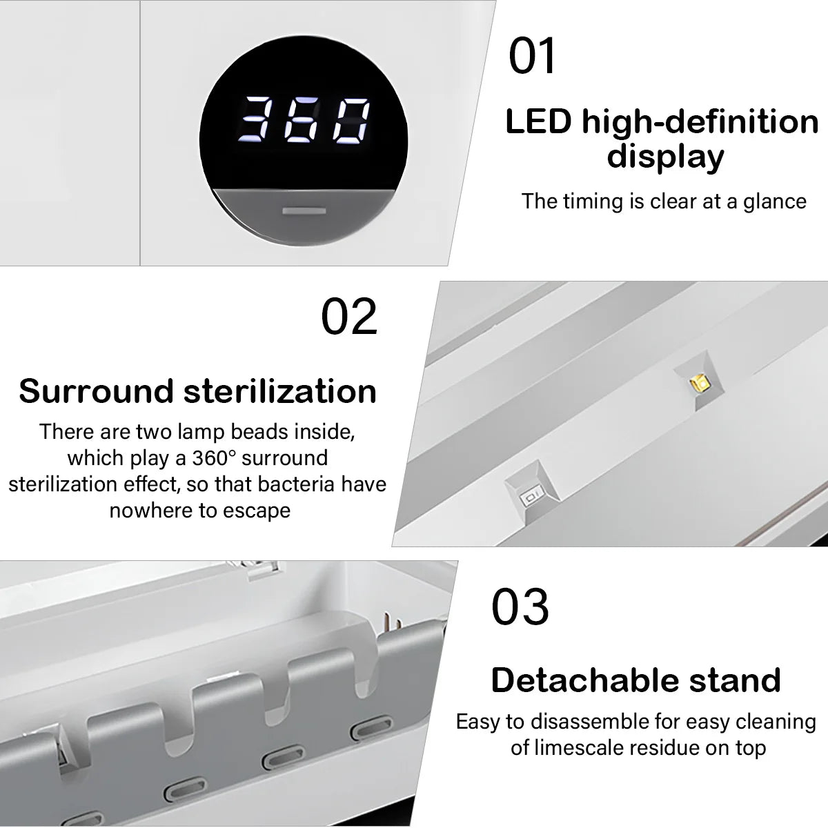 UV Toothbrush Sterilizer & Holder — USB Rechargeable, Smart Digital Display