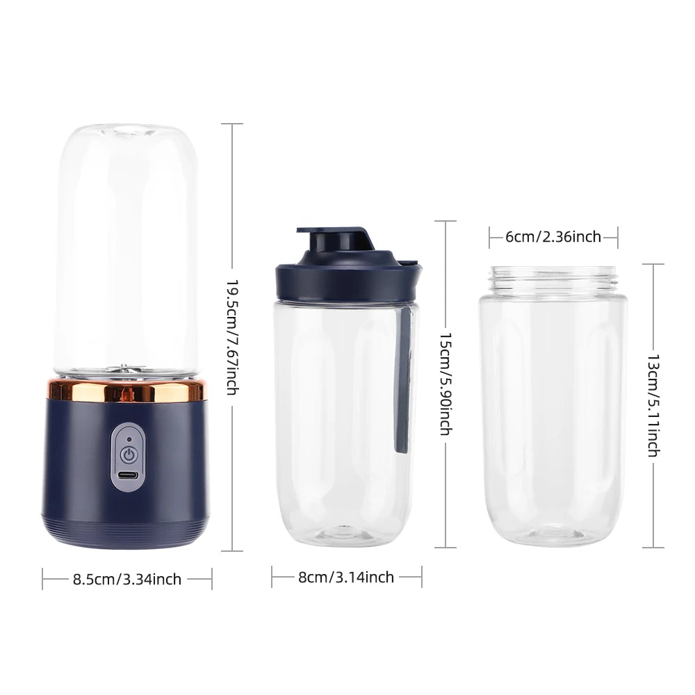 Portable Blender Juicer – 6 Blades, USB Charge, Travel