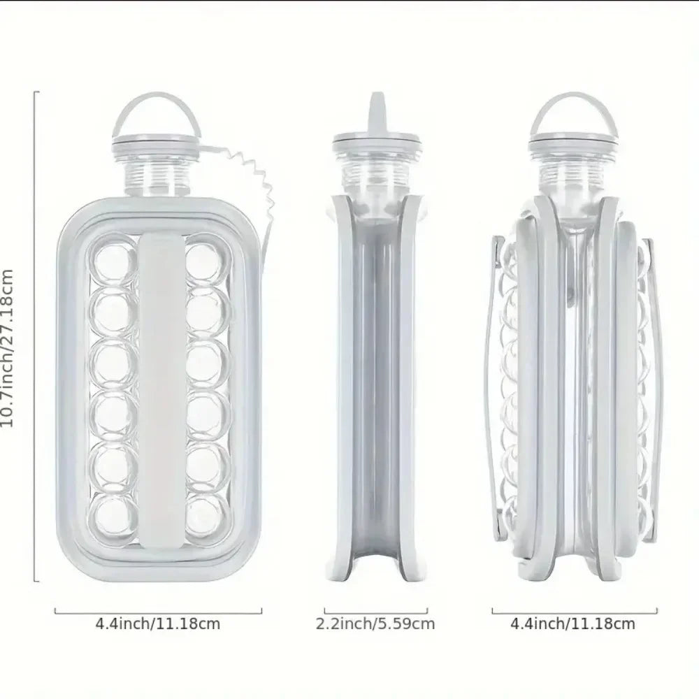 2-in-1 Ice Ball Maker Bottle – Foldable Water Bottle with Ice Mold
