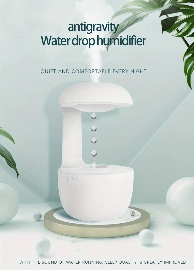 Anti-Gravity Water Droplet Humidifier with LED Night Light | 600ml
