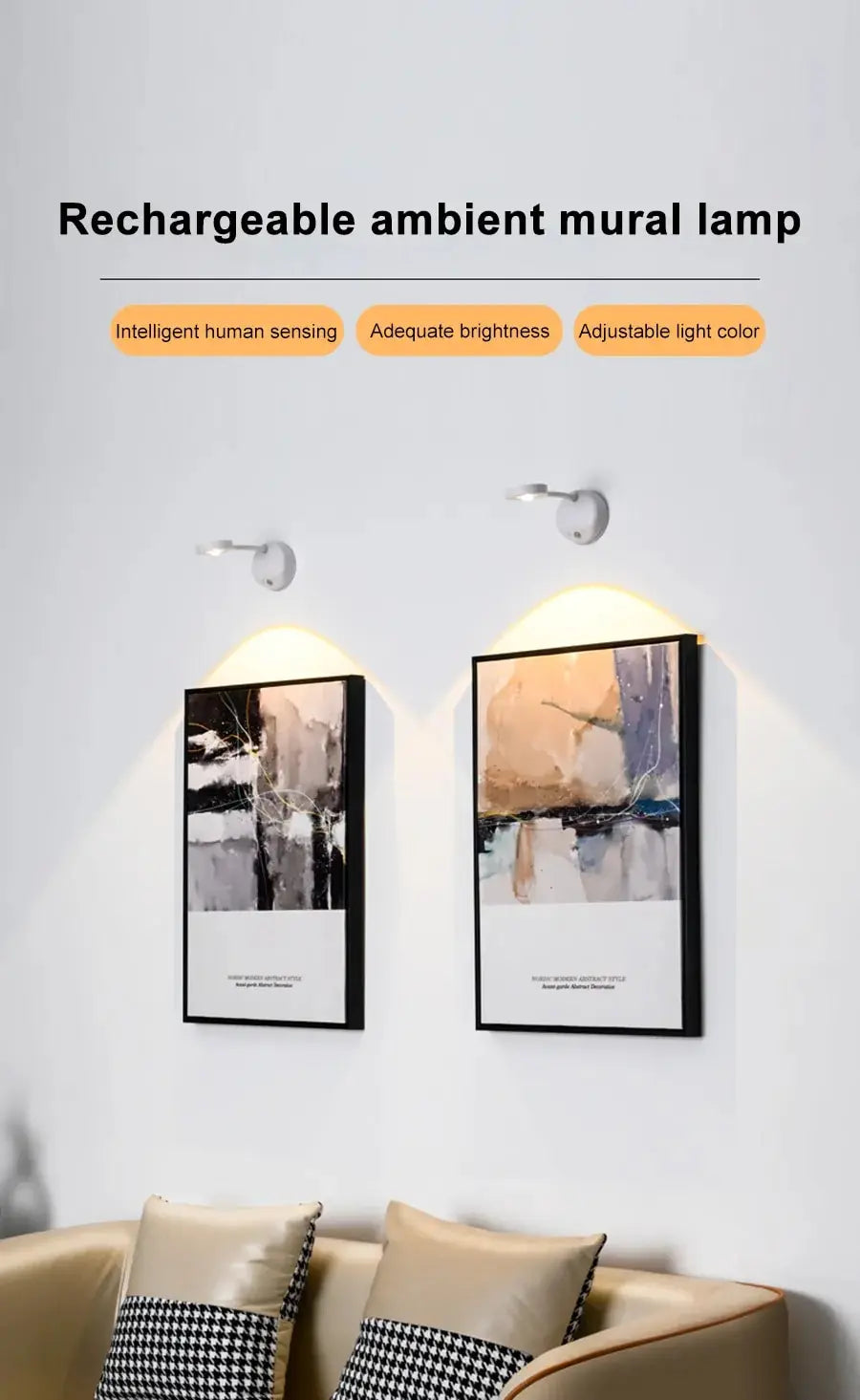 Motion Sensor Wall Lamp — USB LED, Wireless, Kitchen & Bedroom