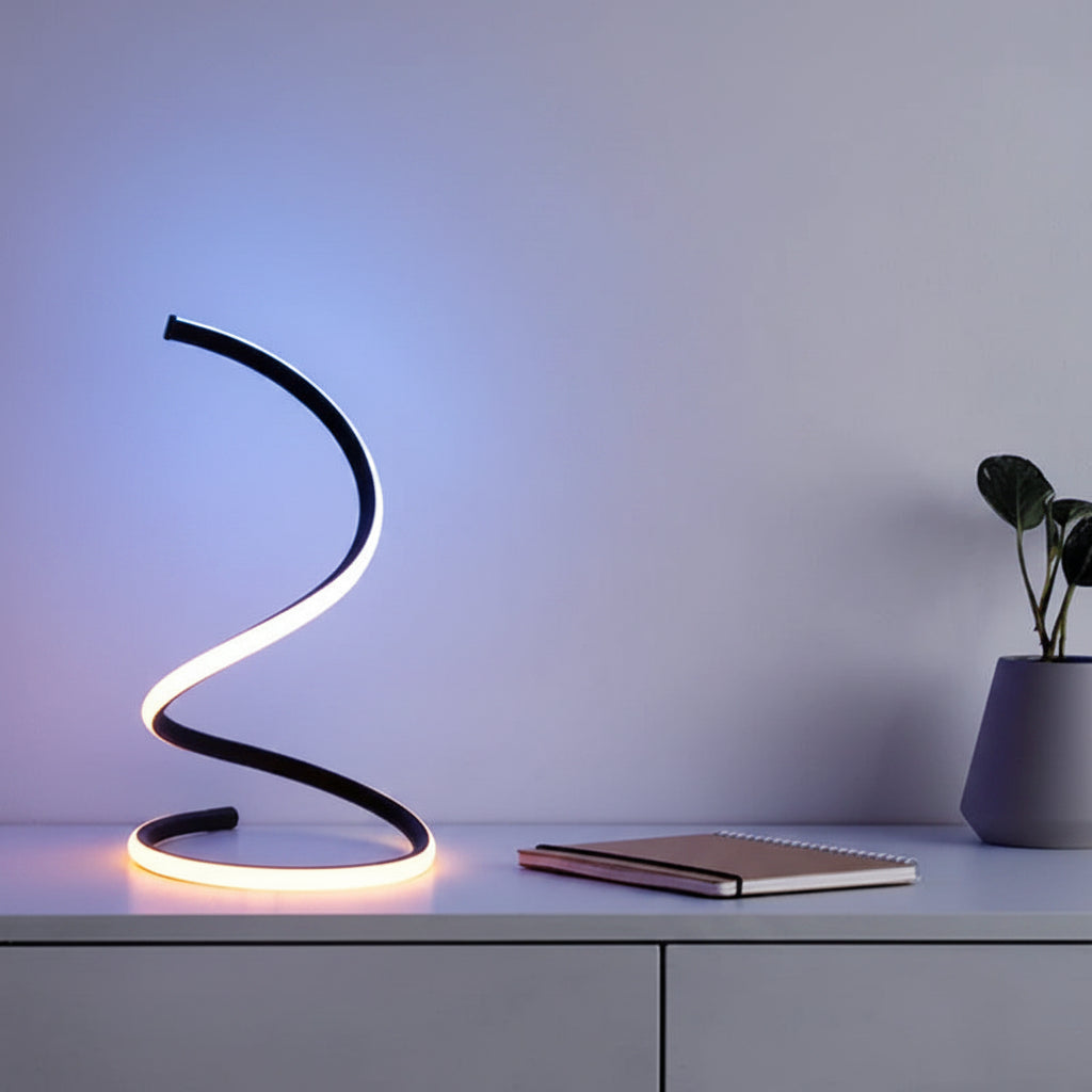 Spiral LED Table Lamp – Touch Dimmable, Bedroom & Office