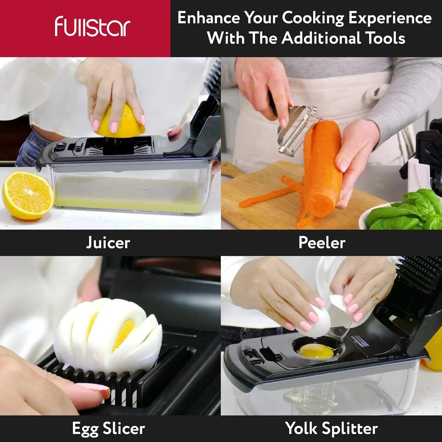 Vegetable Chopper & Spiral Cutter — Food Chopper with Container, Kitchen Essential