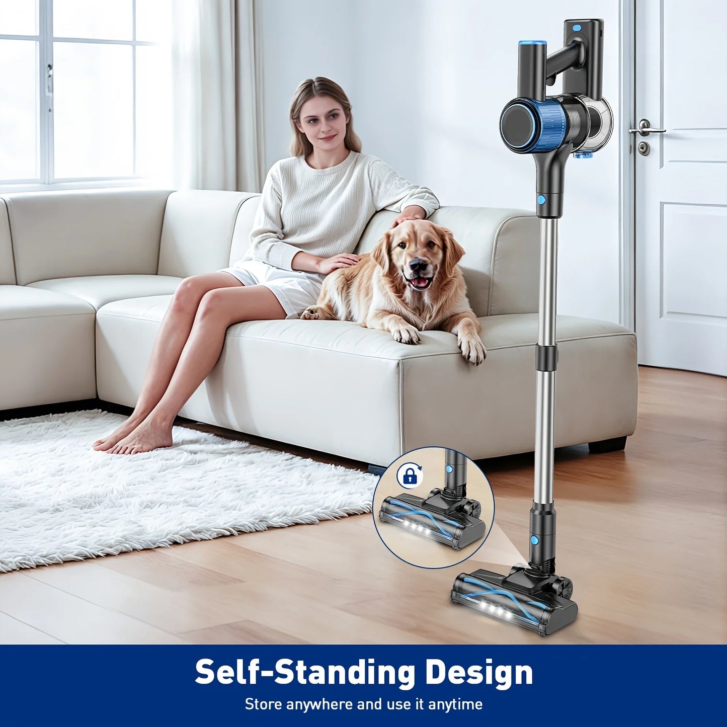 Cordless Vacuum Cleaner 55Kpa – 8-in-1, 45 Min Battery