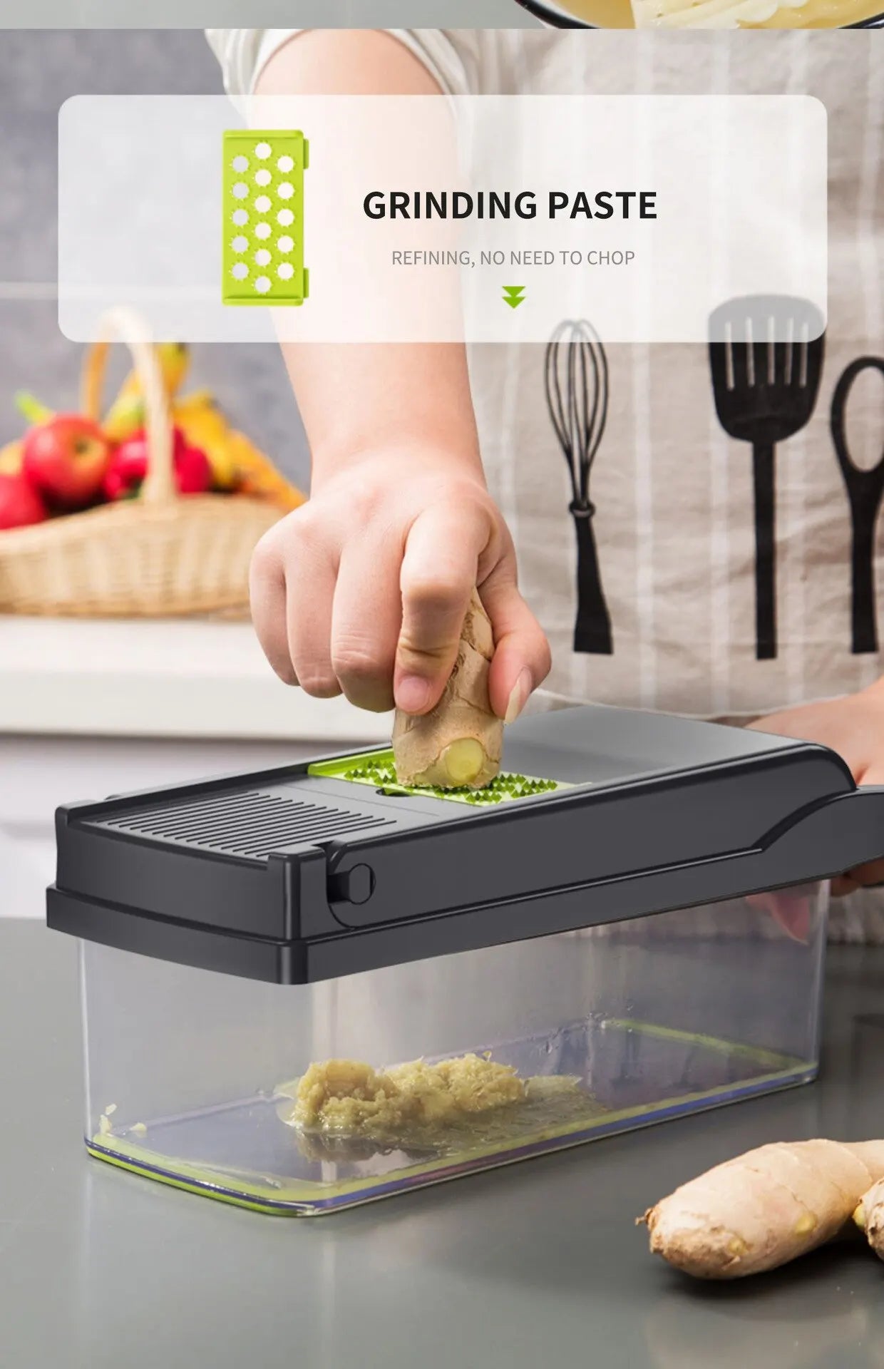12-in-1 Vegetable Slicer & Grater — Multifunctional Chopper with Basket