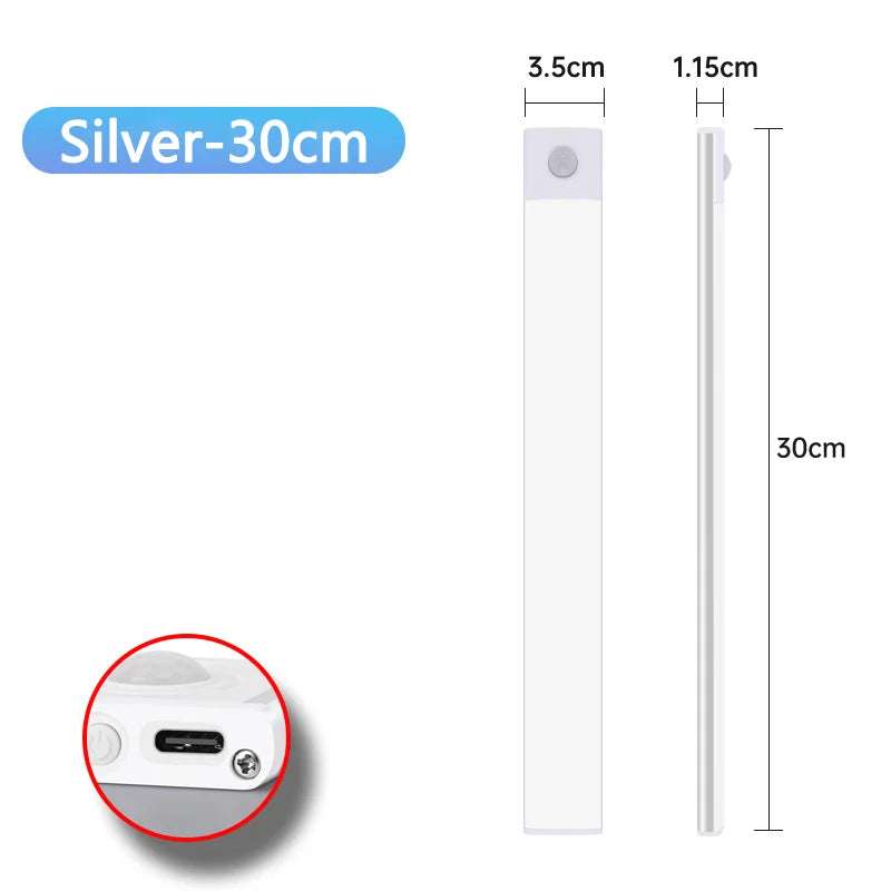 Motion Sensor Night Light — USB Rechargeable, Wireless, Under Cabinet