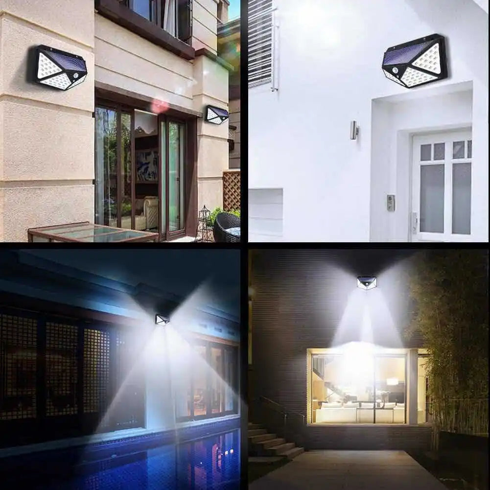 Solar Security Spotlight — 100 LED PIR Motion Sensor, Waterproof, Outdoor