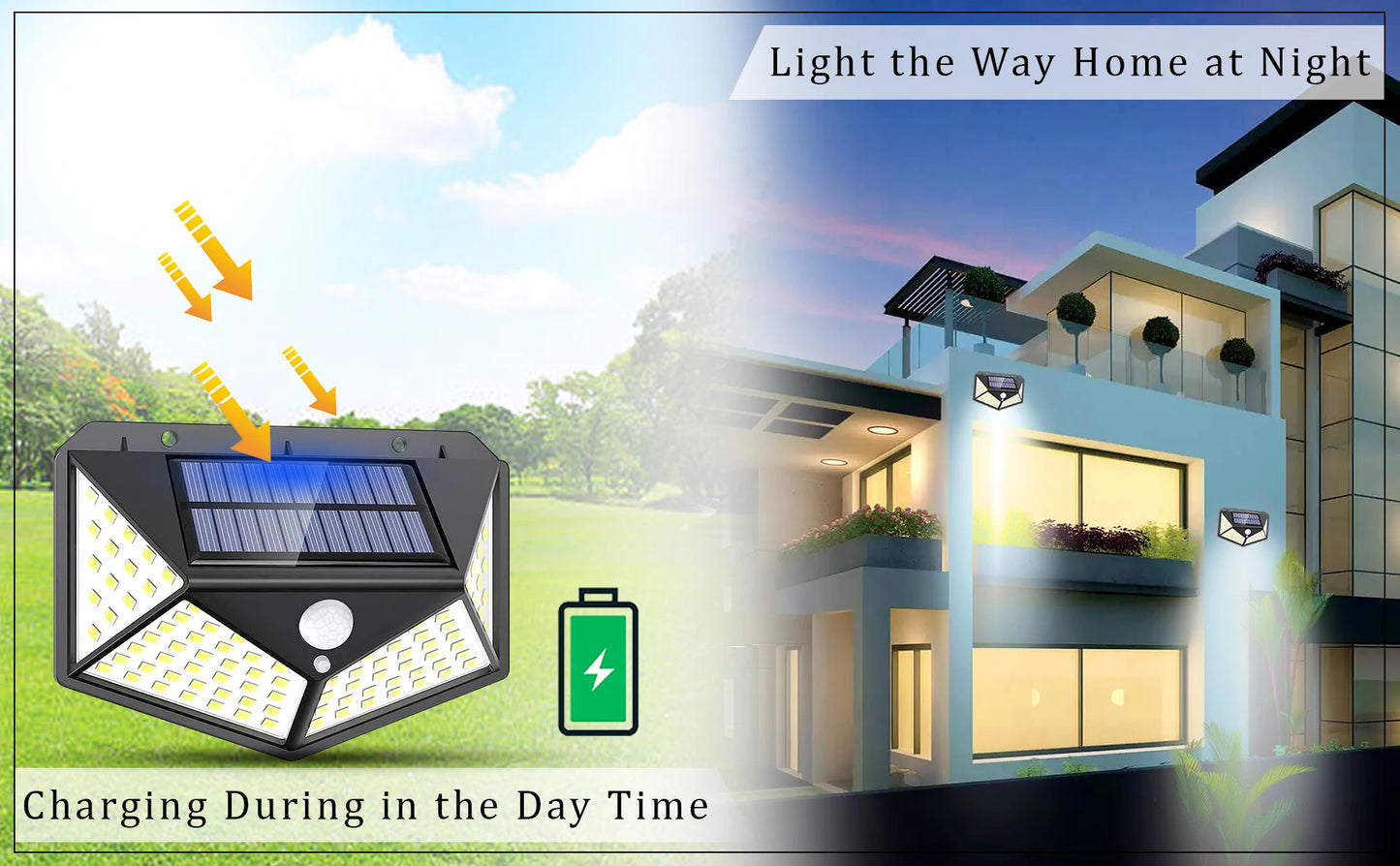Solar Security Spotlight — 100 LED PIR Motion Sensor, Waterproof, Outdoor