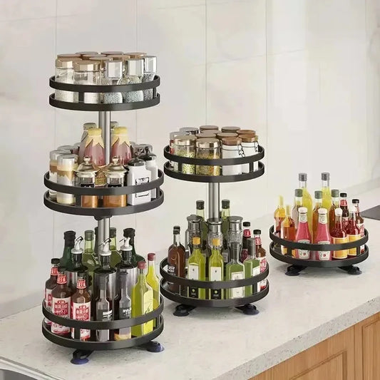 360° Rotating Kitchen Organizer — Spice Rack & Storage Turntable