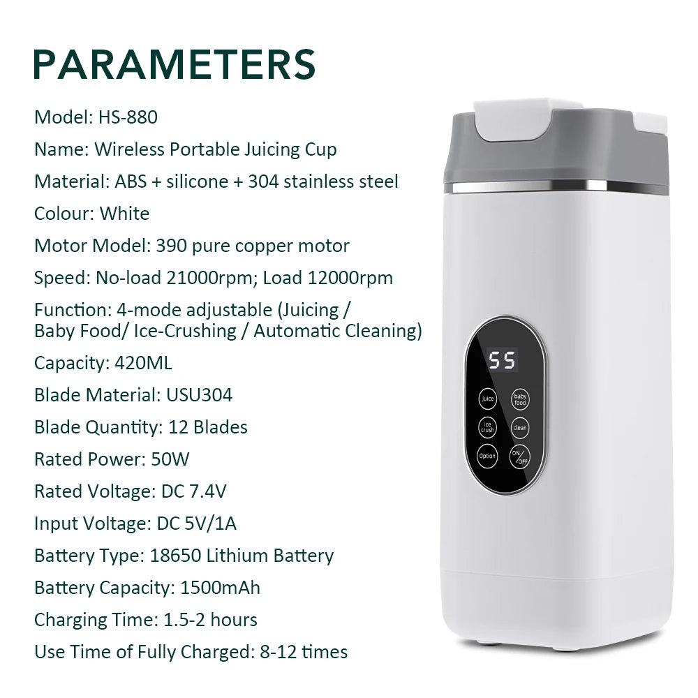 Portable Blender Juicer – 6 Blades, USB Charge, Travel