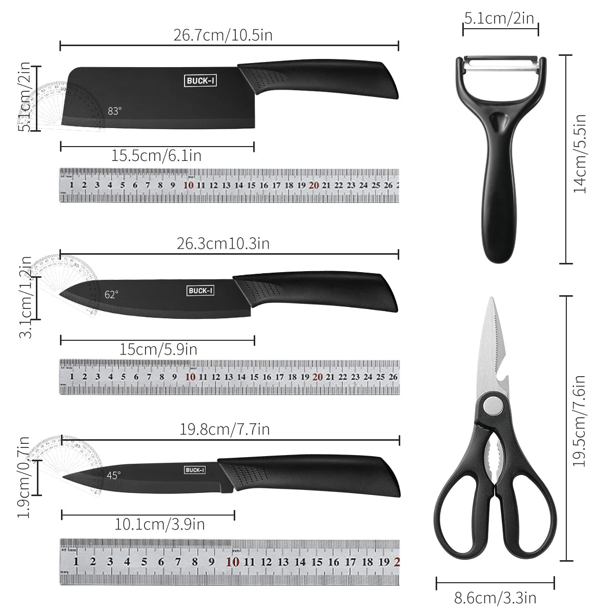 Professional Kitchen Knife Set — 3/5pcs High-Grade Stainless Steel