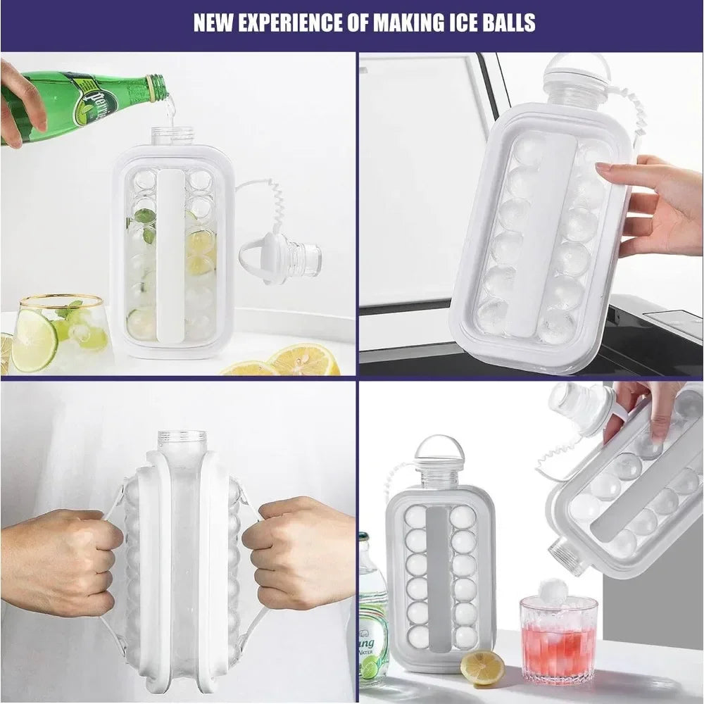2-in-1 Ice Ball Maker Bottle – Foldable Water Bottle with Ice Mold
