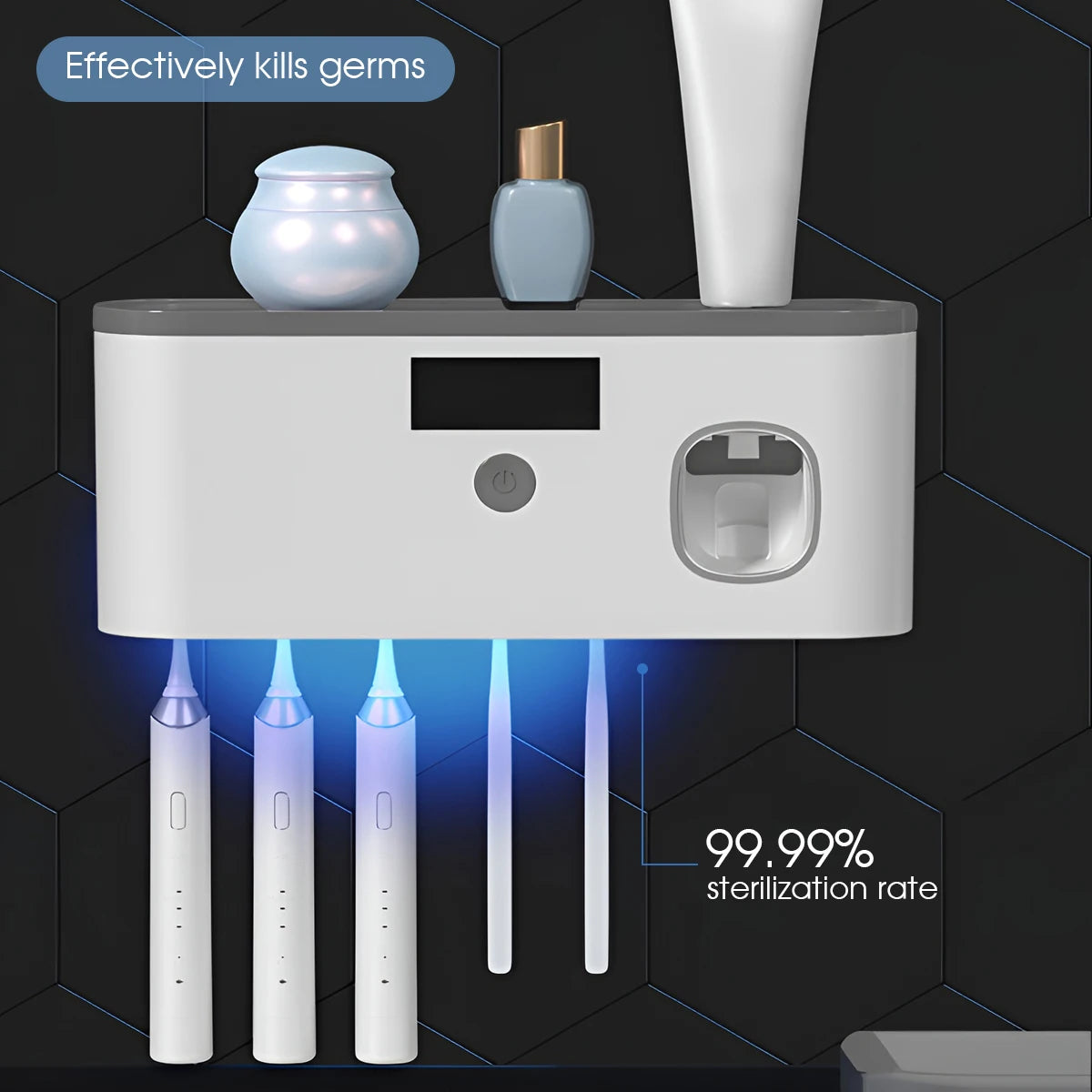 UV Toothbrush Sterilizer & Holder — USB Rechargeable, Smart Digital Display