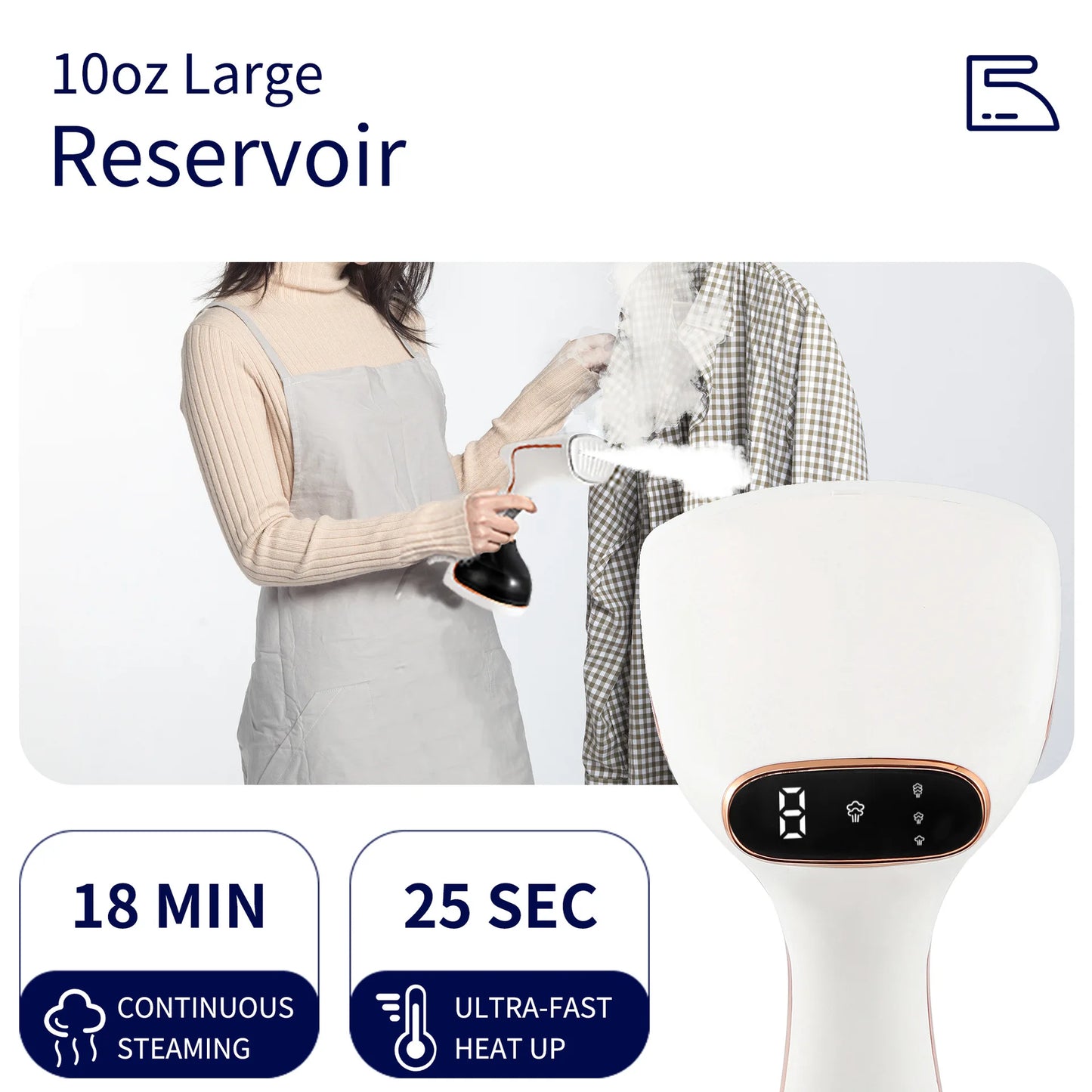 Handheld Steam Iron – 1800W, Touch Screen, Fast Heat-Up