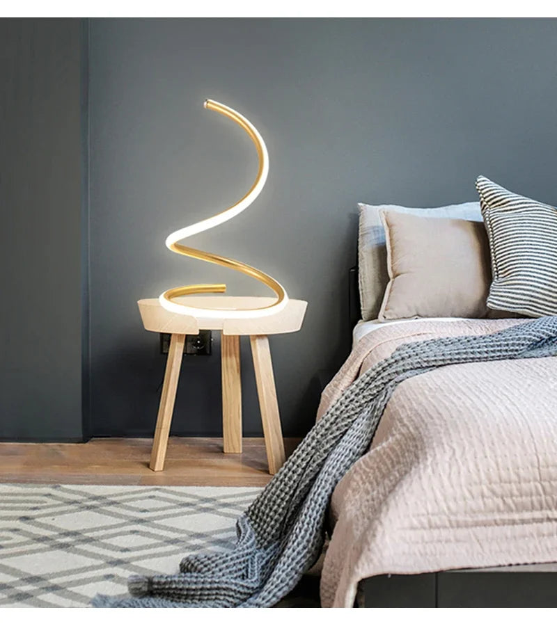 Spiral LED Table Lamp – Touch Dimmable, Bedroom & Office